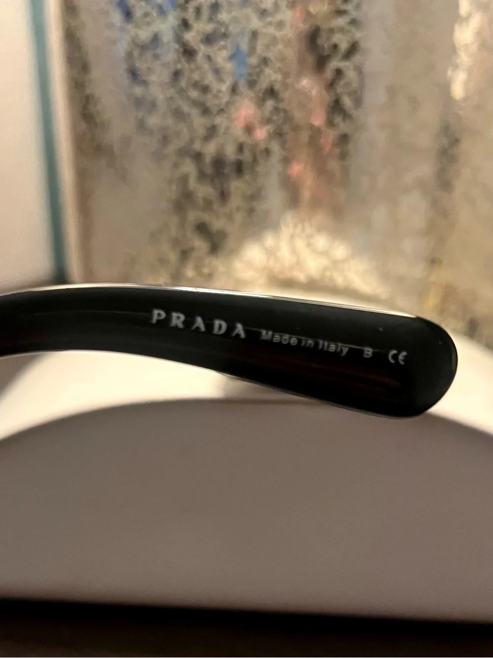 Prada Black Oversized Square Sunglasses with Swirl Temples